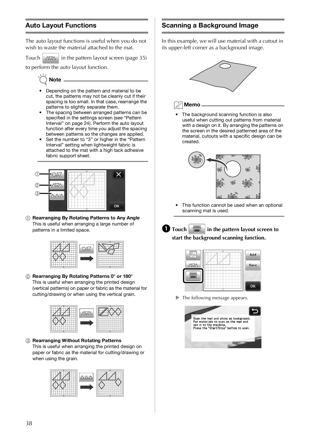 Brother CM100DM operation manual Auto Layout Functions, Scanning a Background Image 