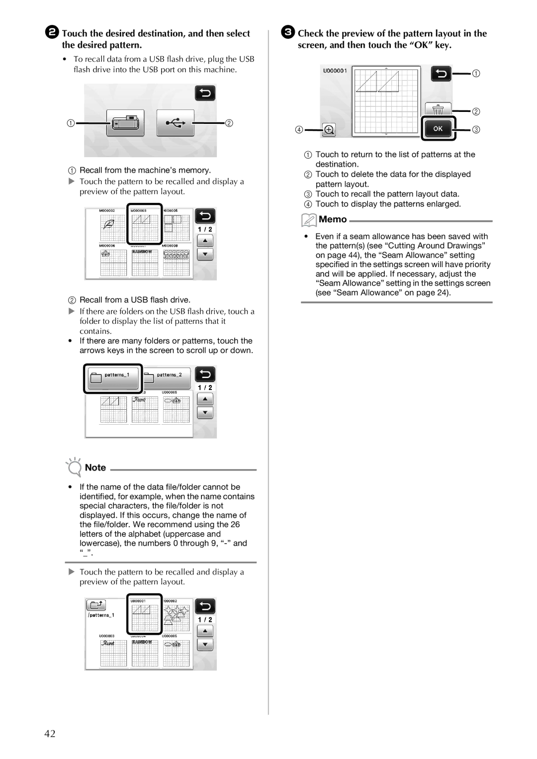 Brother CM100DM operation manual Recall from the machine’s memory, Recall from a USB flash drive 