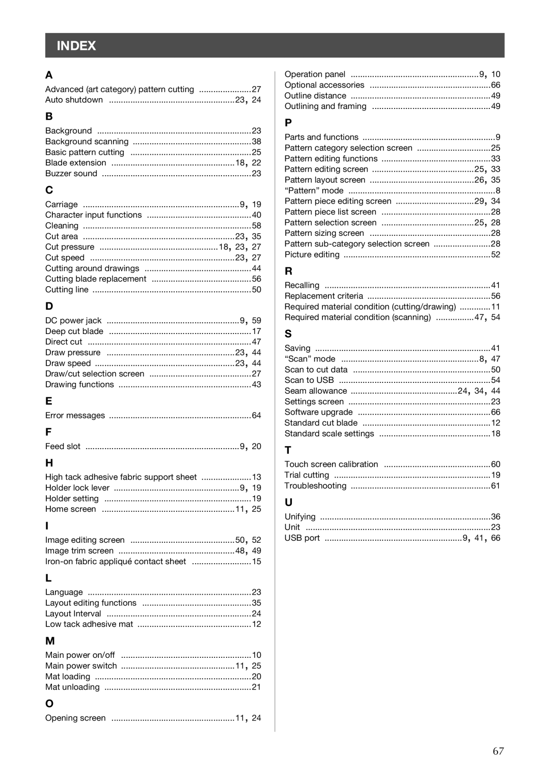 Brother CM100DM operation manual Index 