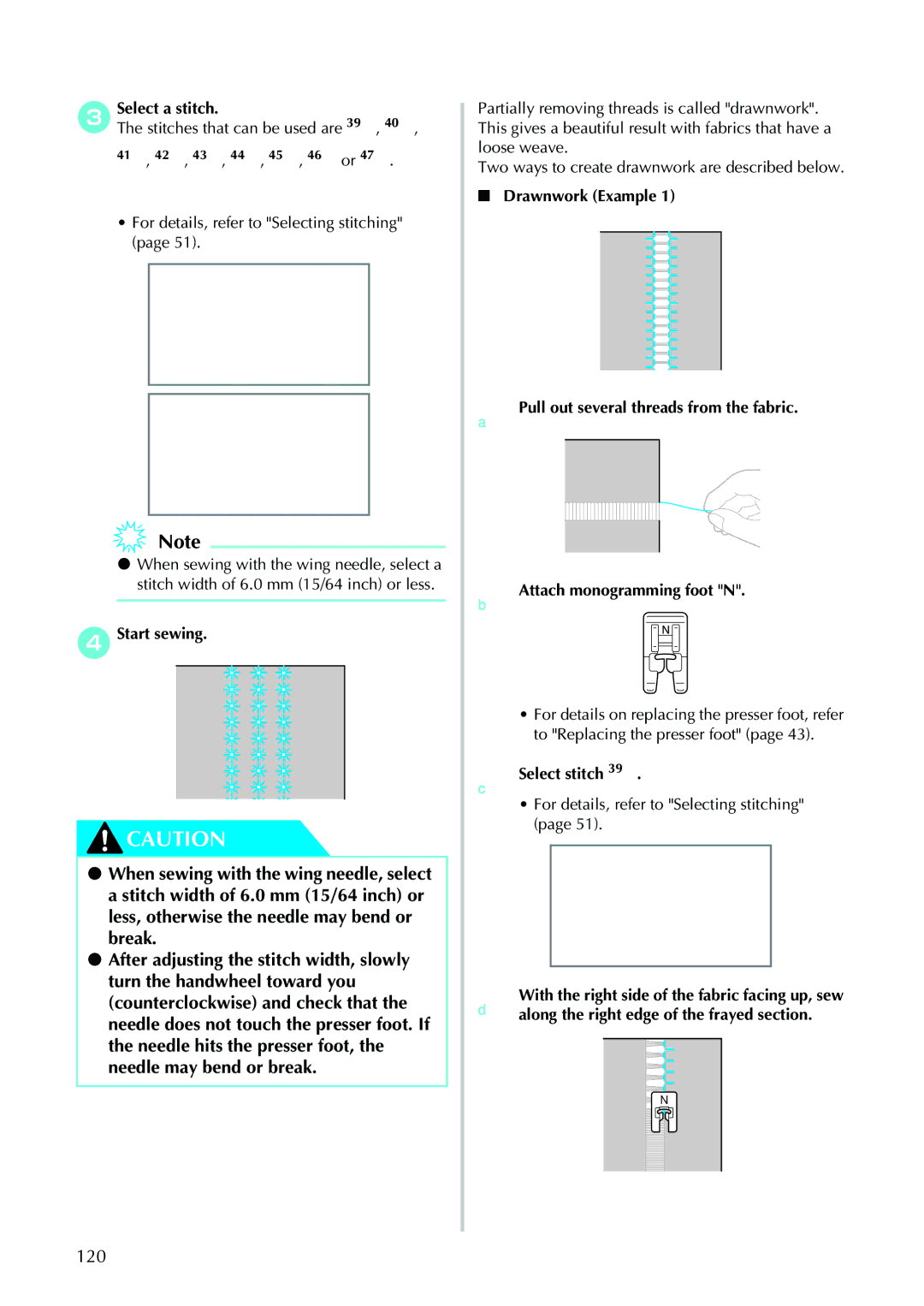 Brother 885-V95/V96/V97/V98, computerized embroidery and sewing machine operation manual 120, Select a stitch 