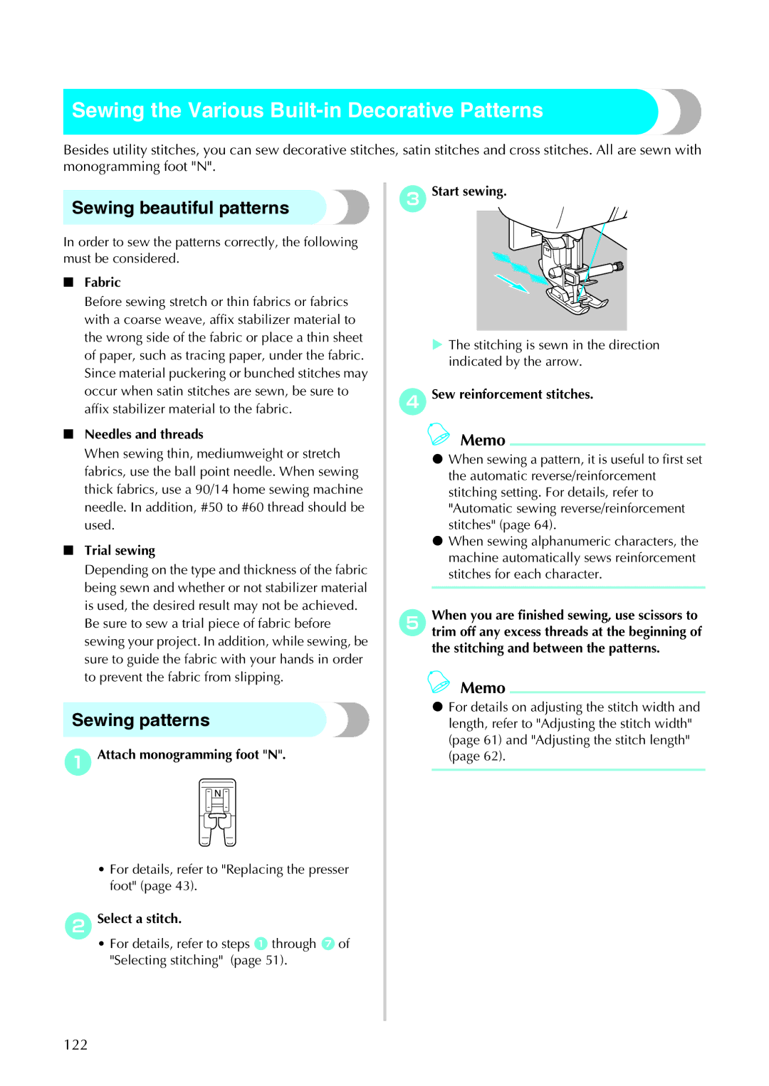 Brother 885-V95/V96/V97/V98, computerized embroidery and sewing machine Sewing beautiful patterns, Sewing patterns, 122 