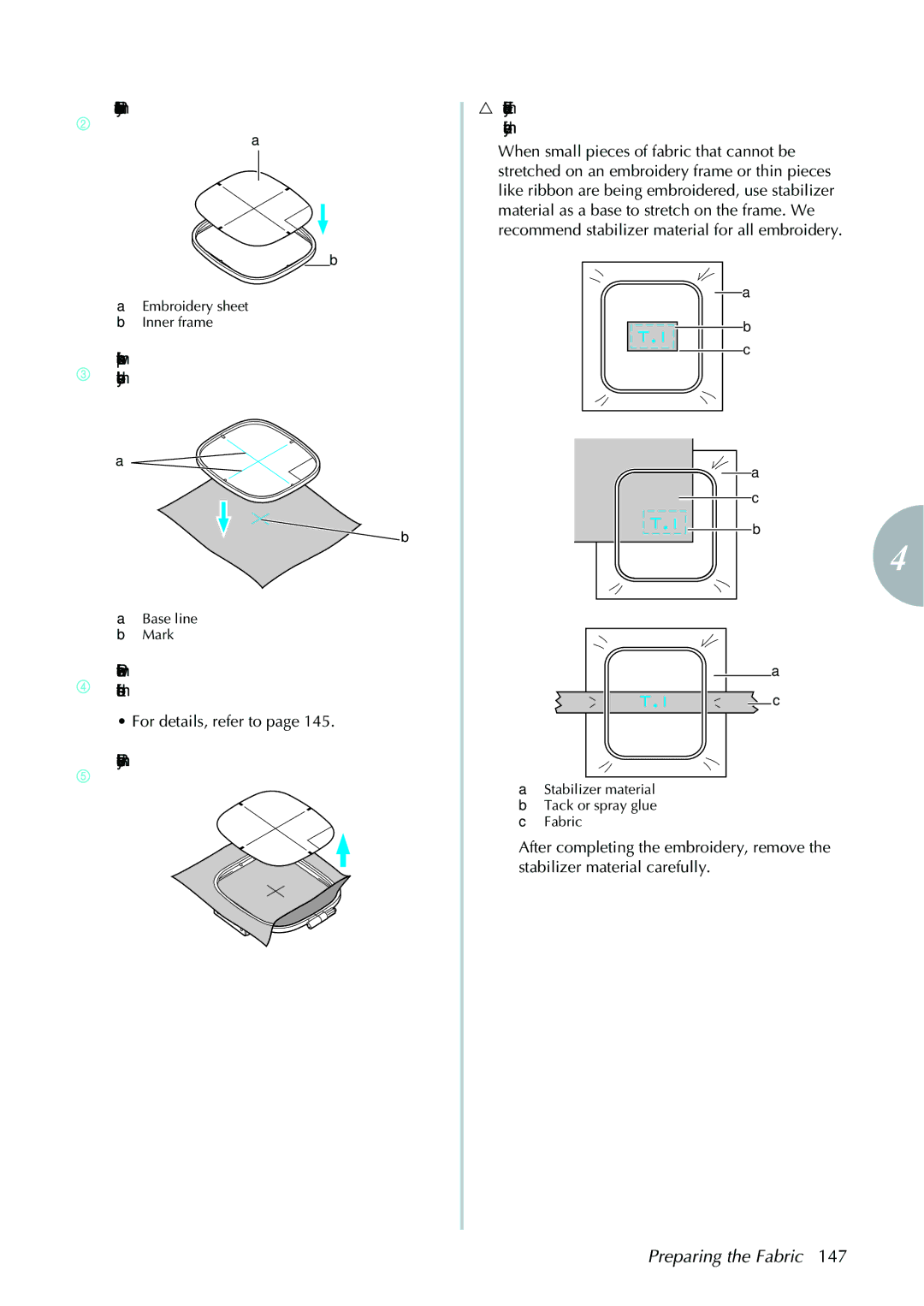 Brother computerized embroidery and sewing machine BPlace the embroidery sheet on the inner frame, For details, refer to 