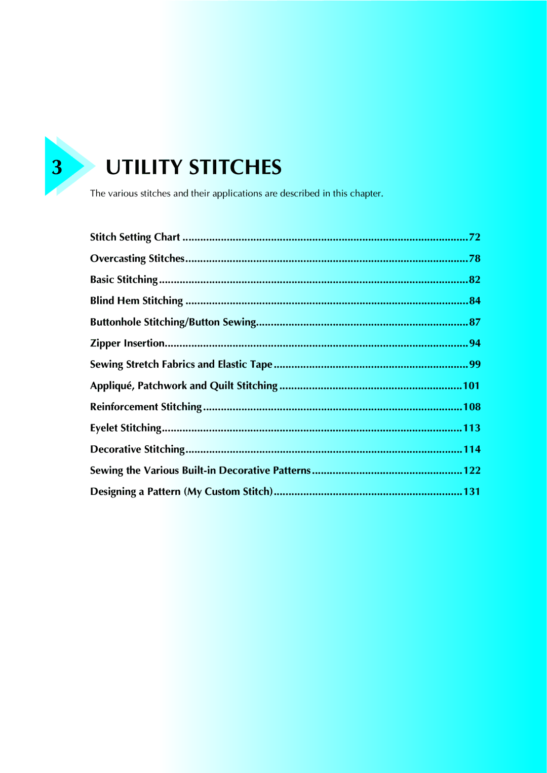 Brother computerized embroidery and sewing machine, 885-V95/V96/V97/V98 operation manual Utility Stitches 