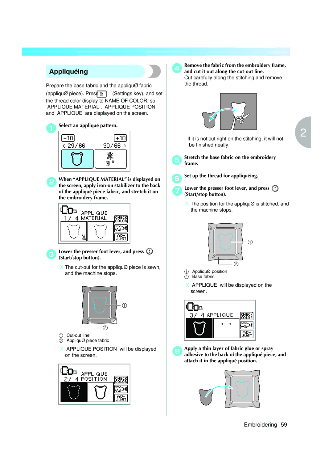 Brother Computerized Embroidery Machine operation manual Appliquéing, Select an appliqué pattern 