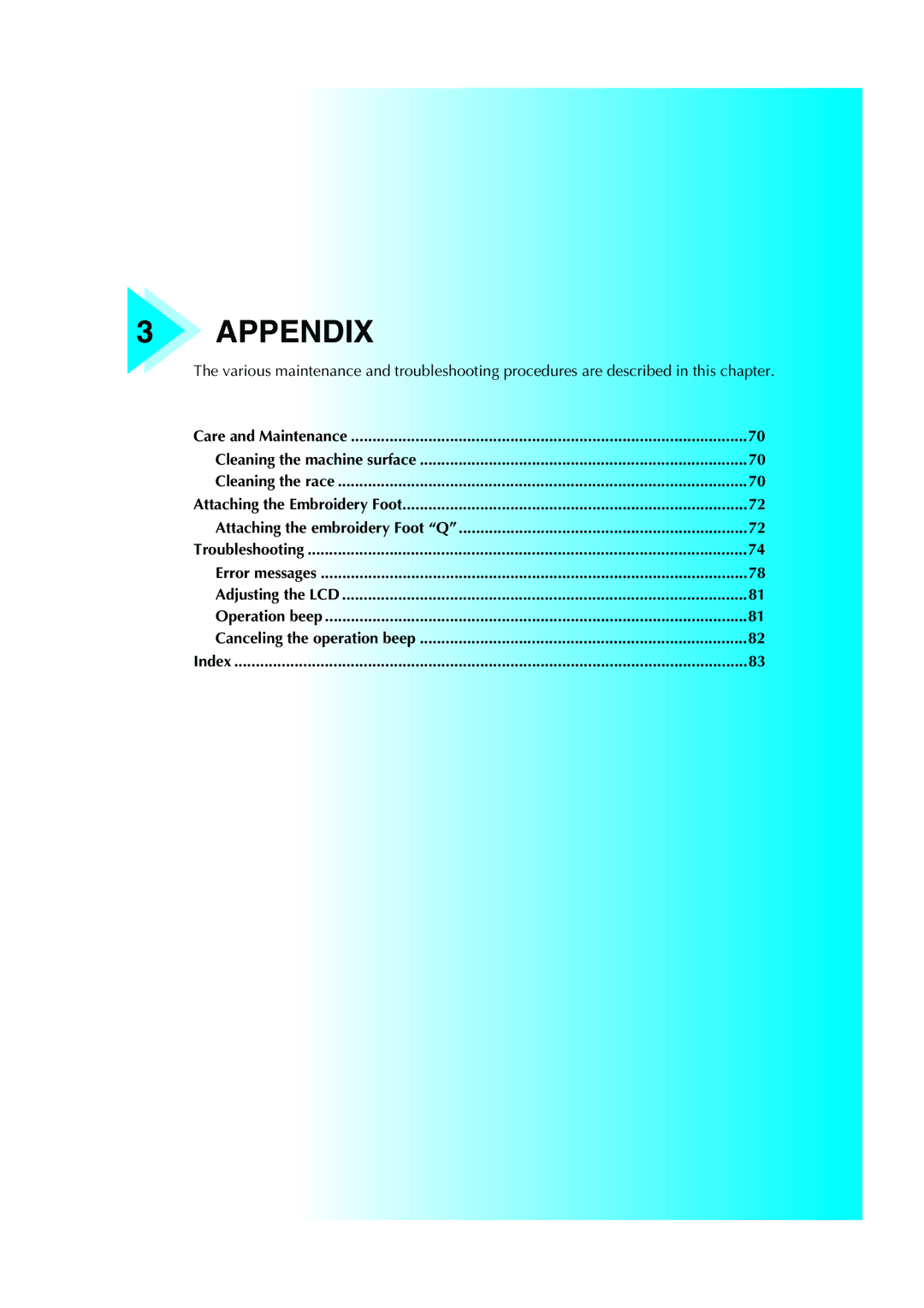 Brother Computerized Embroidery Machine operation manual Appendix 