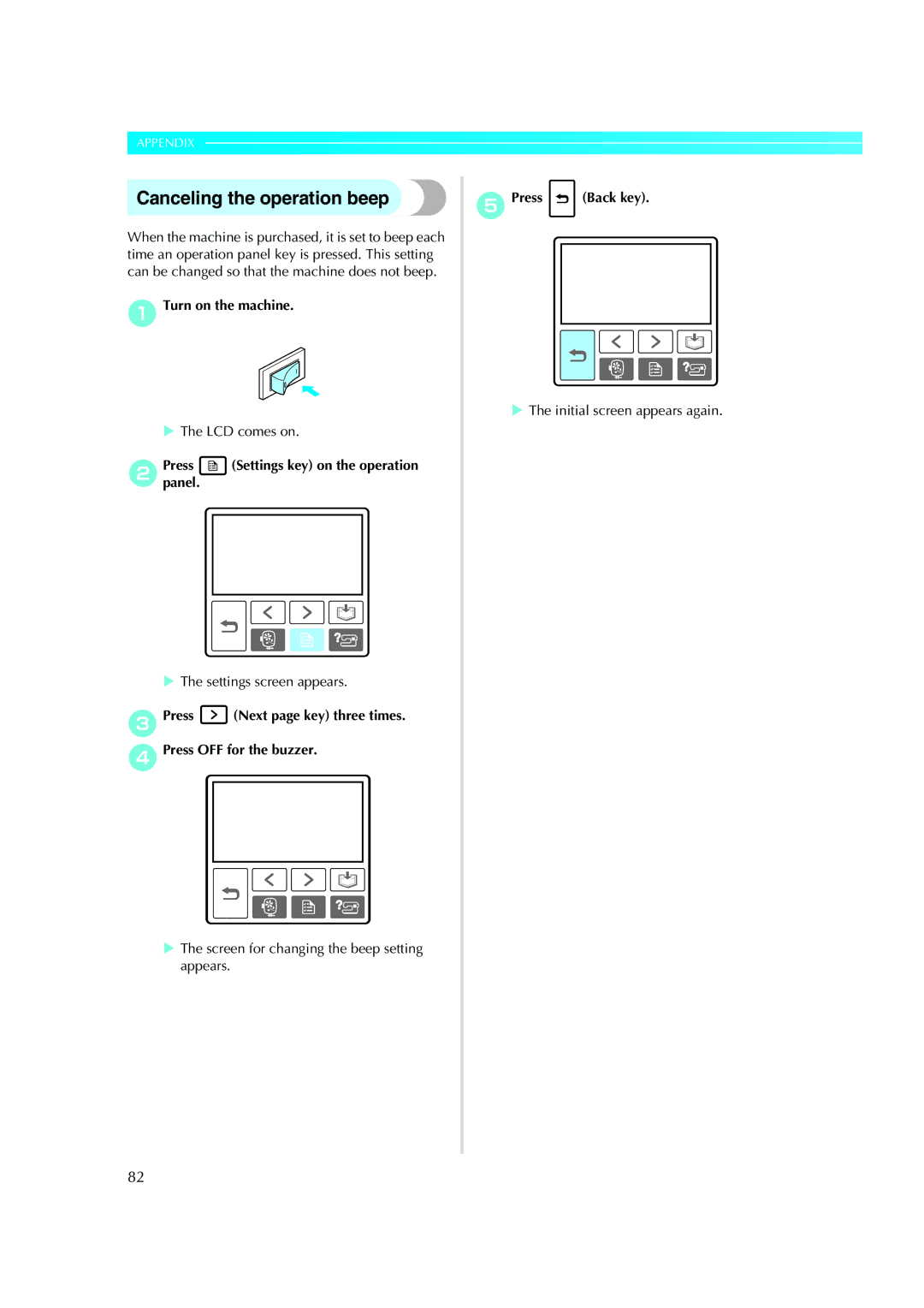 Brother Computerized Embroidery Machine operation manual Canceling the operation beep, Turn on the machine 