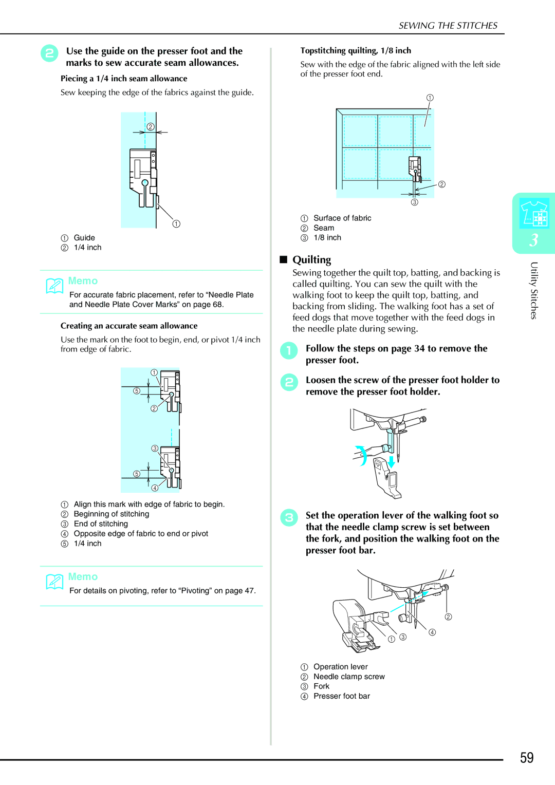 Brother Computerized Sewing and Quilting Machine operation manual Follow the steps on page 34 to remove the presser foot 