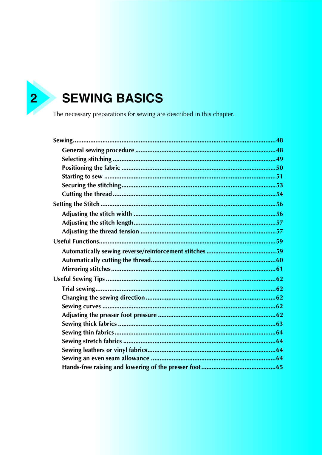 Brother CPS5XVY Sewing Basics, The necessary preparations for sewing are described in this chapter, Mirroring stitches 