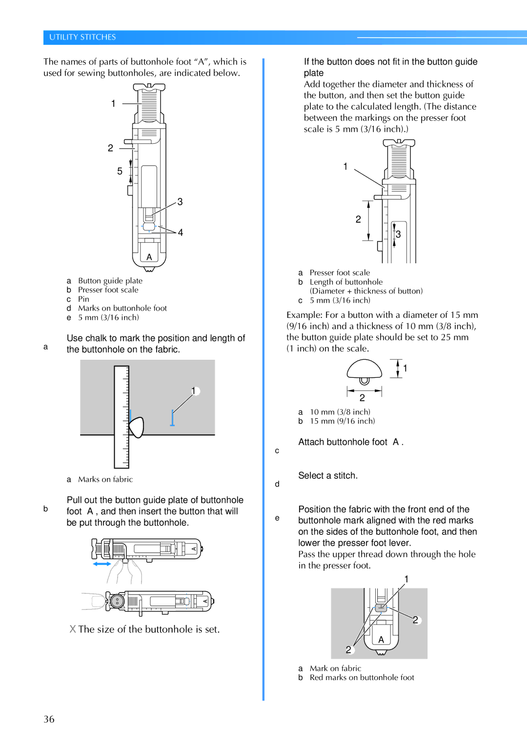 Brother CS-770 operation manual Size of the buttonhole is set, If the button does not fit in the button guide plate 