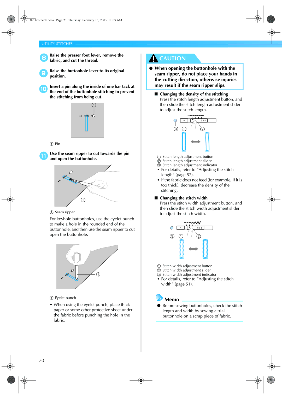 Brother CS 80 manual Changing the stitch width, For details, refer to Adjusting the stitch width 