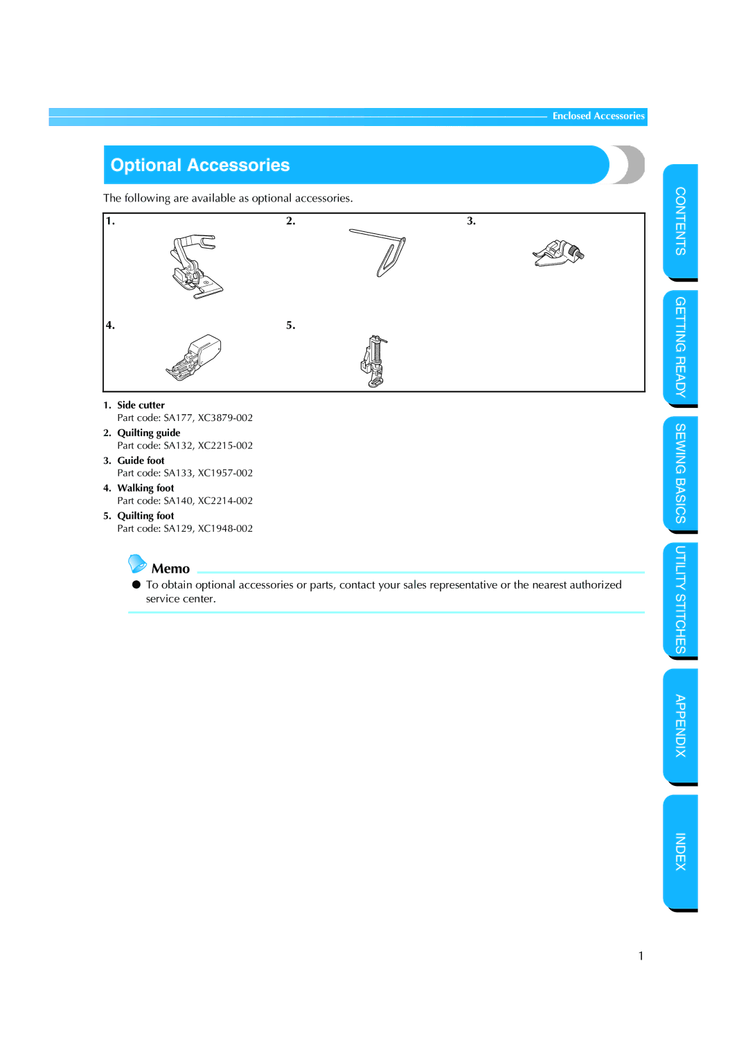 Brother CS 8060 manual Optional Accessories, Following are available as optional accessories 