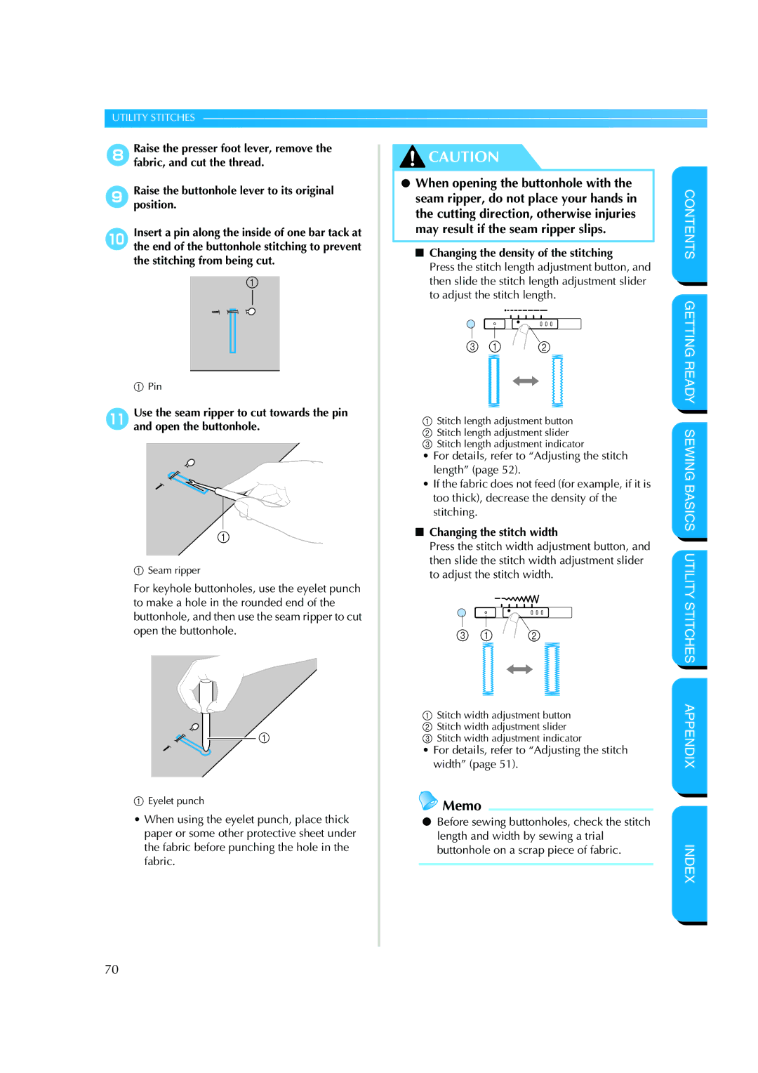 Brother CS 8060 manual Changing the stitch width, For details, refer to Adjusting the stitch width 