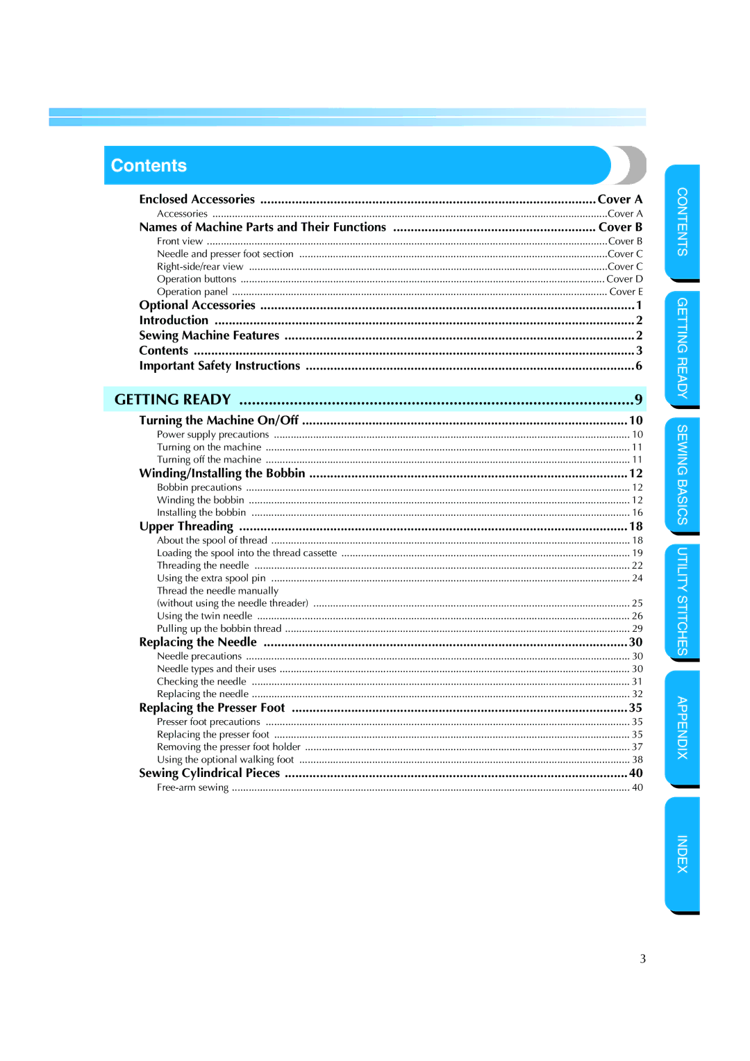 Brother CS 8060 manual Contents 