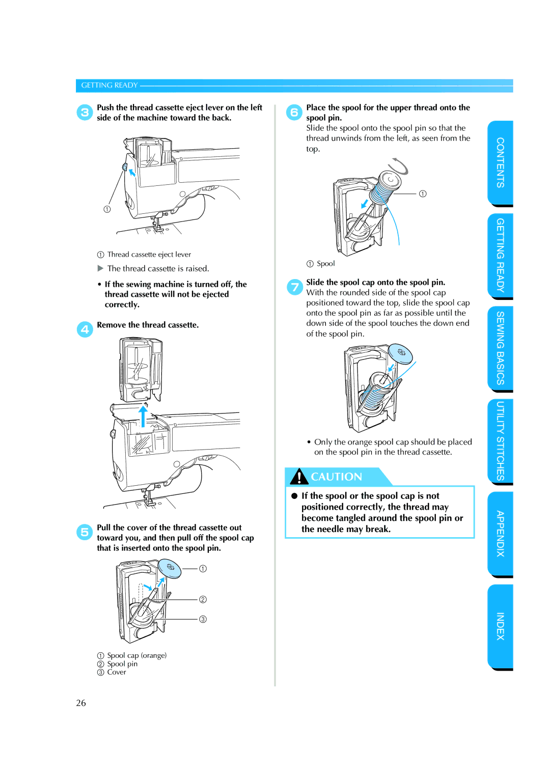 Brother CS-8150 manual Place the spool for the upper thread onto the spool pin 