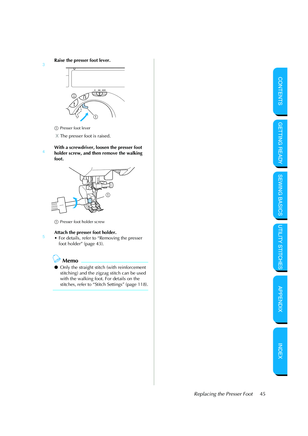 Brother CS-8150 manual 3Raise the presser foot lever, 5Attach the presser foot holder 