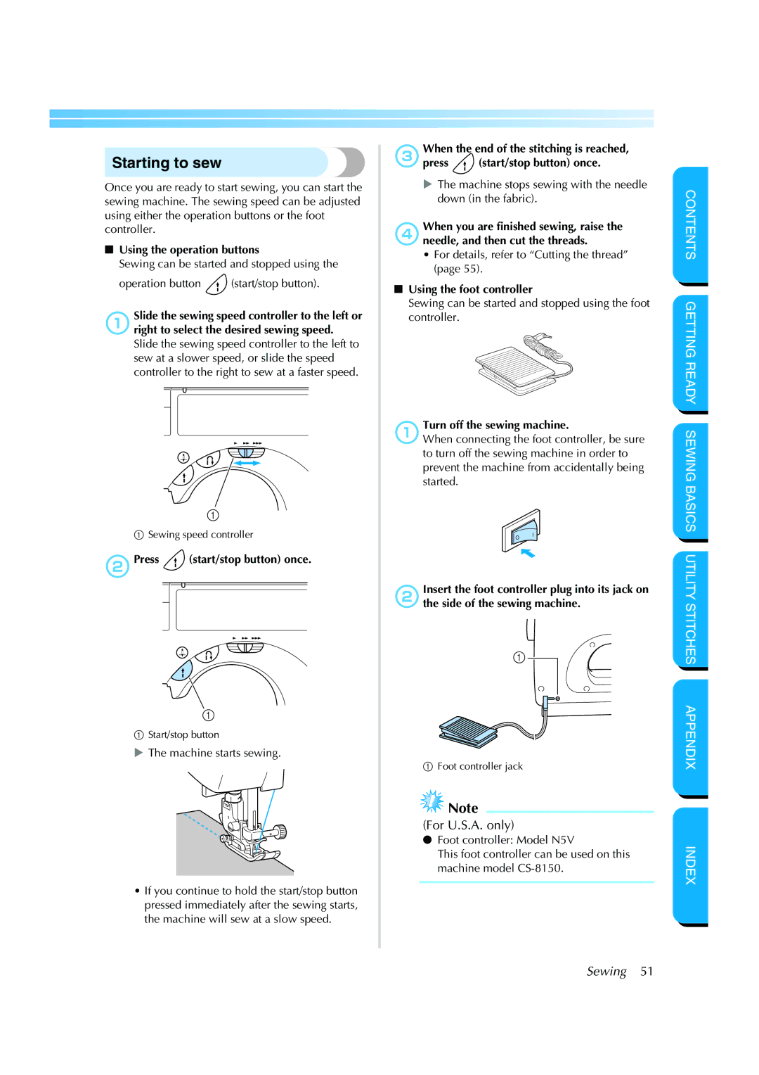 Brother CS-8150 manual Starting to sew 