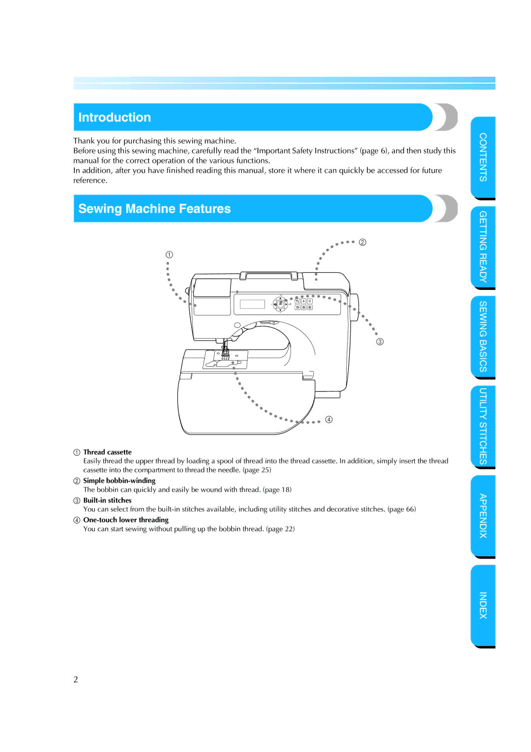 Brother CS-8150 manual Introduction, Sewing Machine Features 