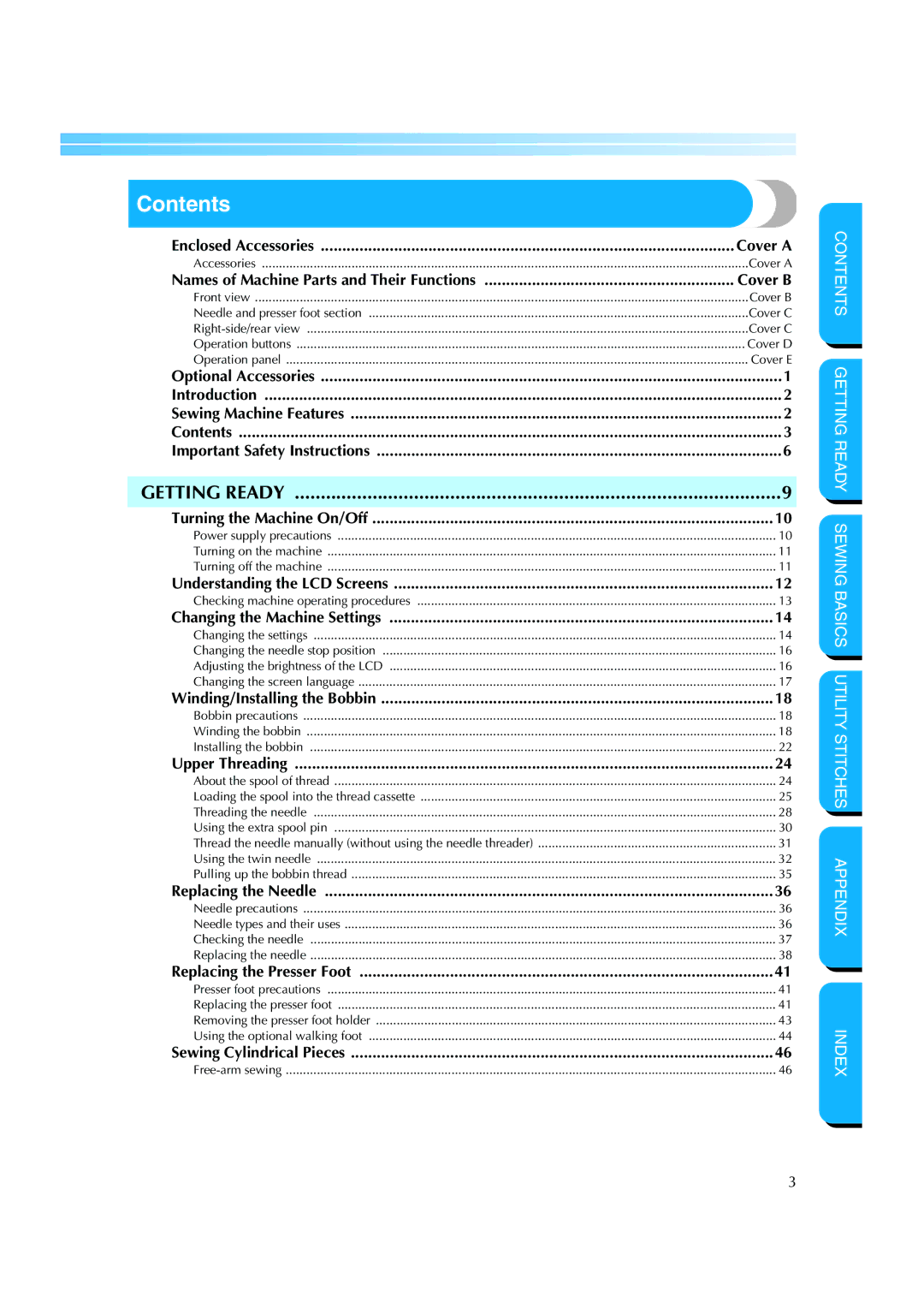 Brother CS-8150 manual Contents 