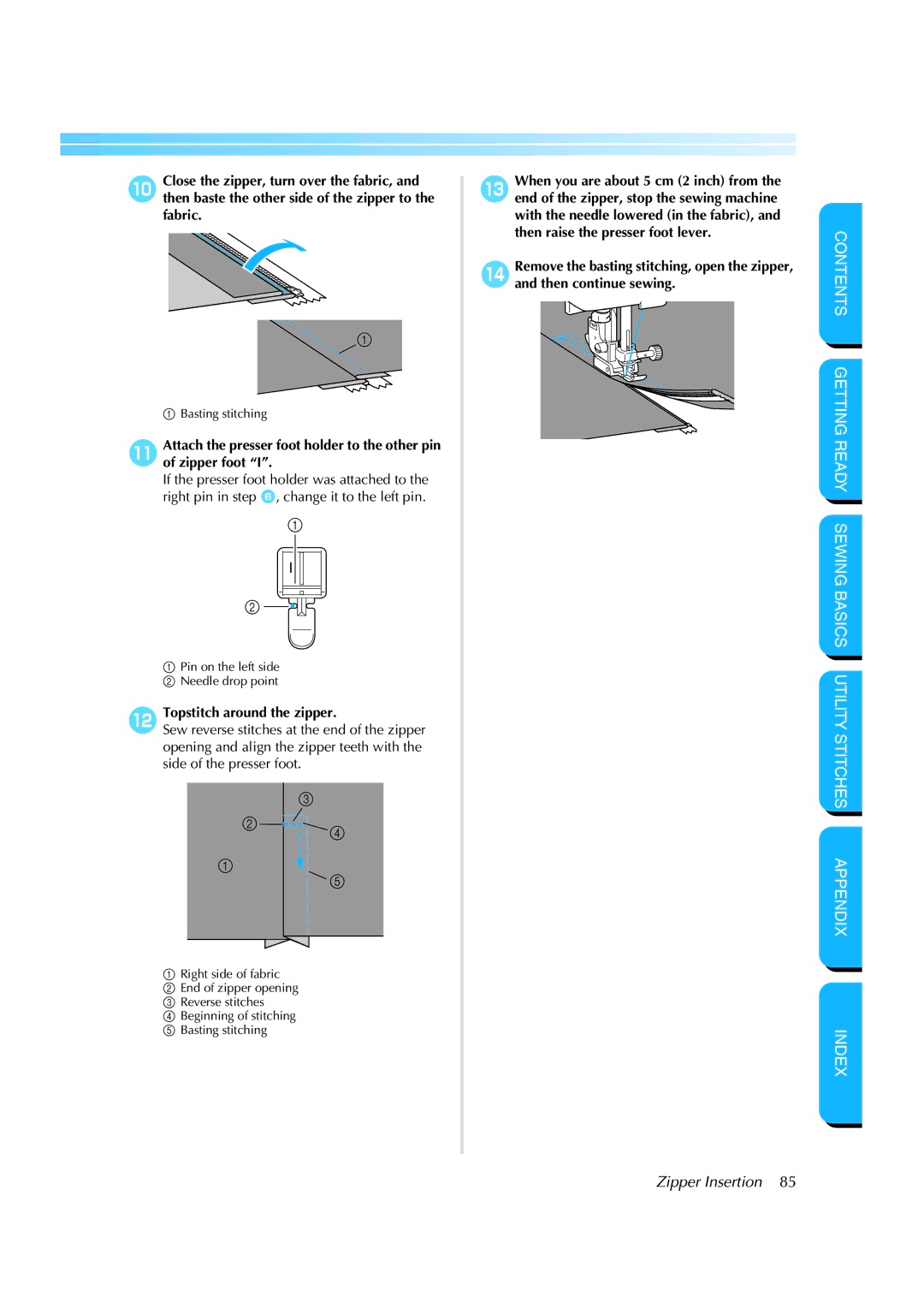 Brother CS-8150 manual BTopstitch around the zipper 