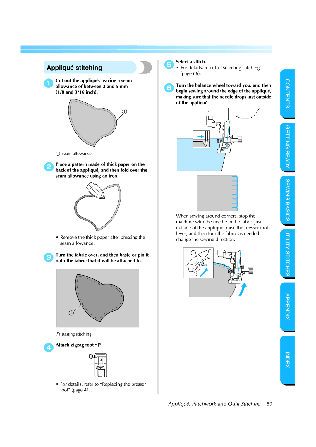 Brother CS-8150 manual Appliqué stitching, 4Attach zigzag foot J 