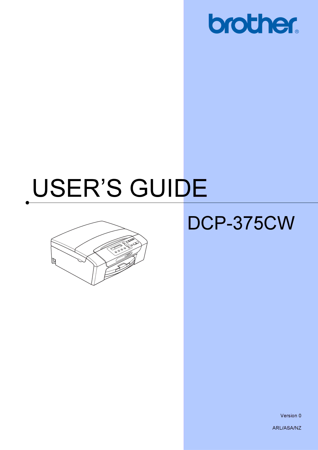 Brother DCP-375CW manual USER’S Guide 