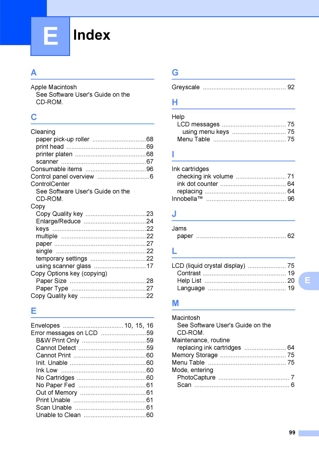 Brother DCP-375CW manual Index, Cd-Rom 