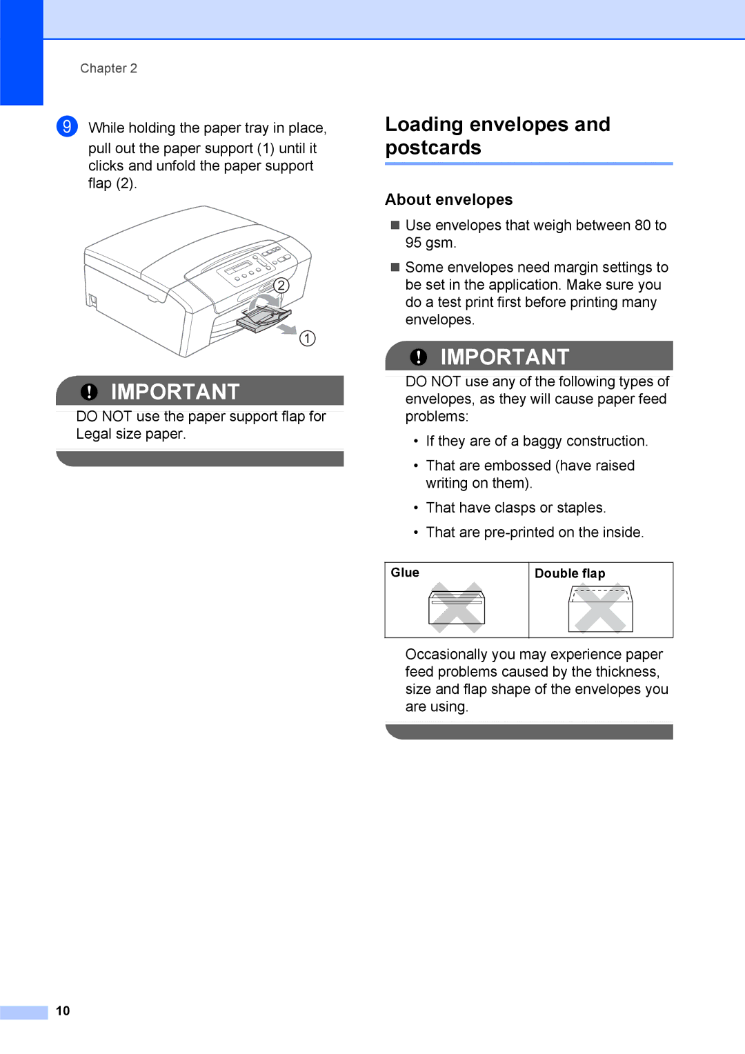 Brother DCP-375CW manual Loading envelopes and postcards, About envelopes 