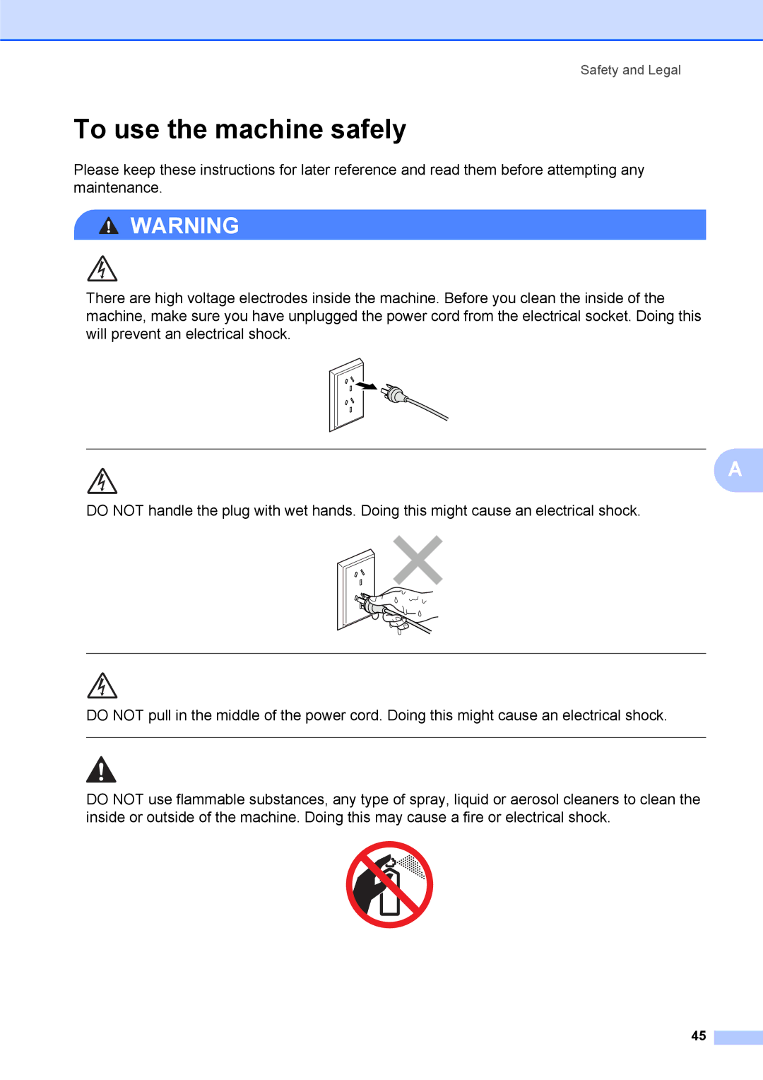 Brother DCP-375CW manual To use the machine safely 