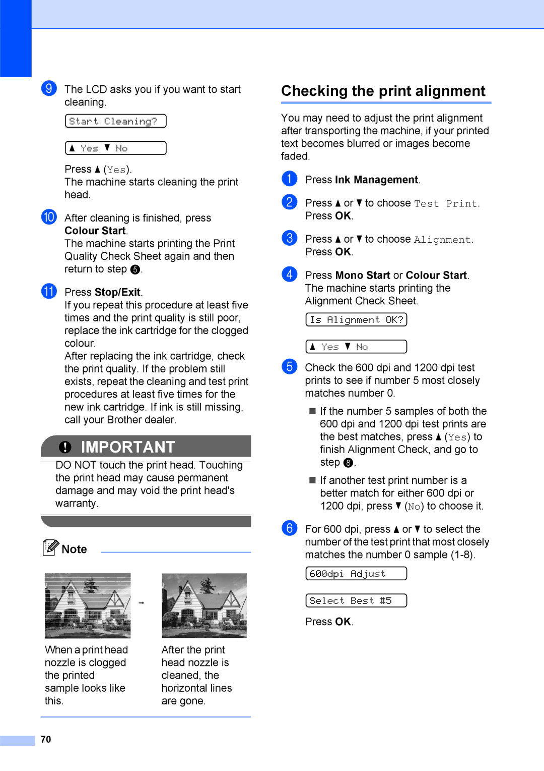 Brother DCP-375CW manual Checking the print alignment, Press Stop/Exit 