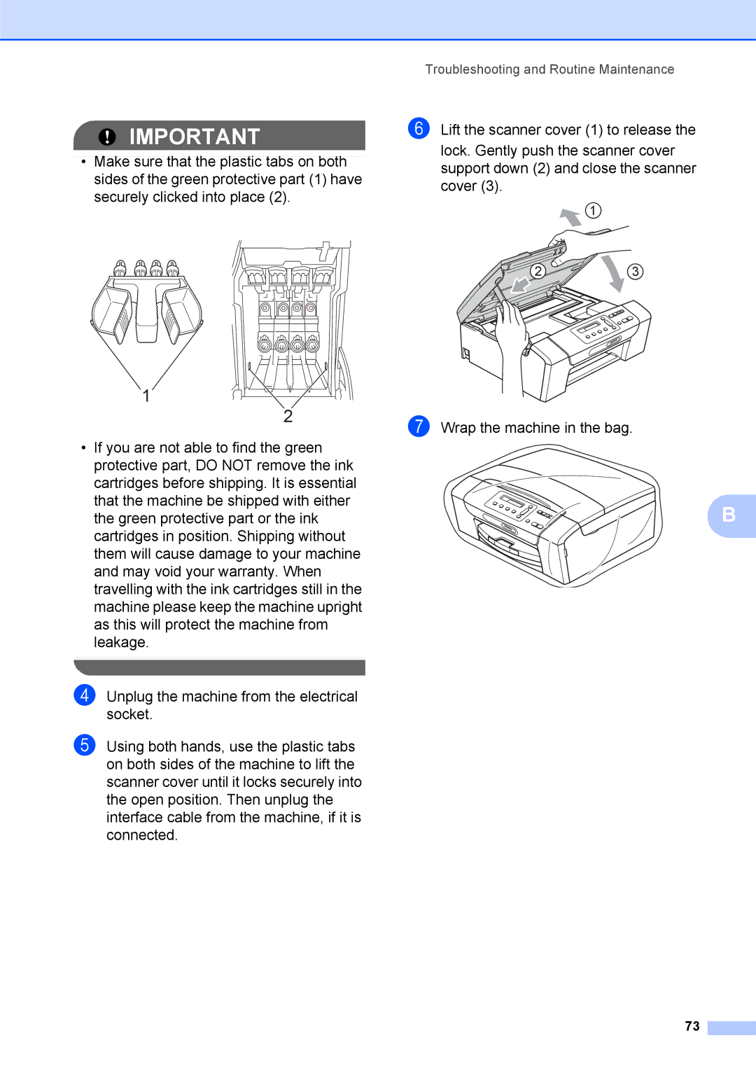 Brother DCP-375CW manual Troubleshooting and Routine Maintenance 