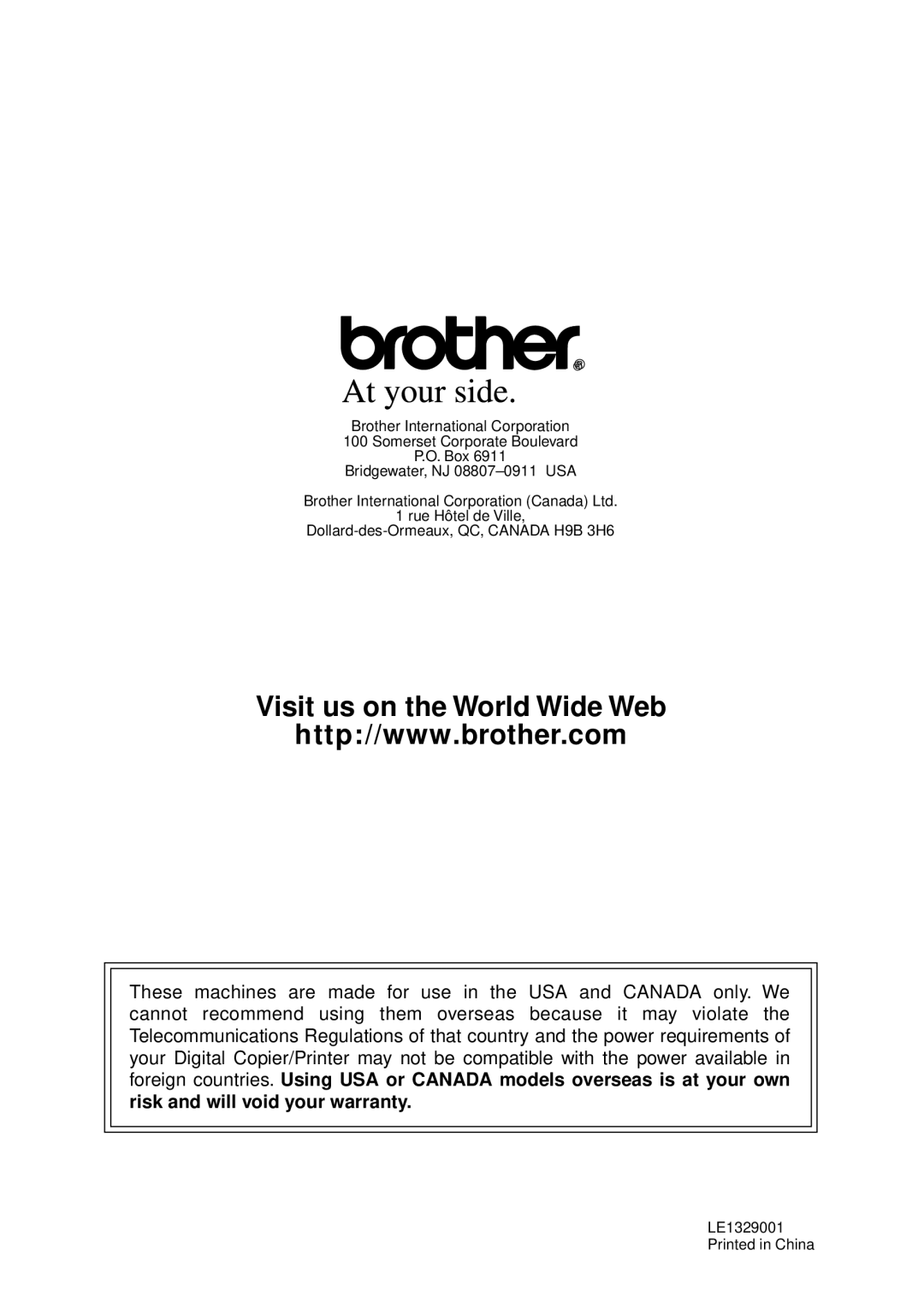 Brother DCP1200 manual Visit us on the World Wide Web 