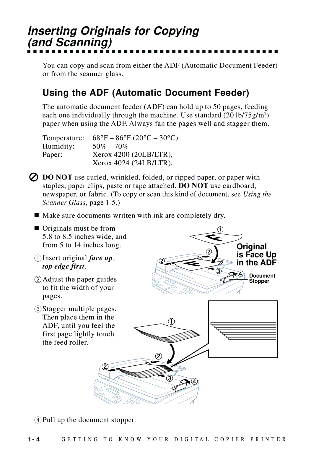 Brother DCP1200 manual Make sure documents written with ink are completely dry 