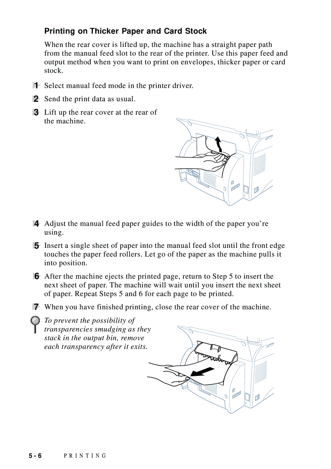 Brother DCP1200 manual Printing on Thicker Paper and Card Stock 