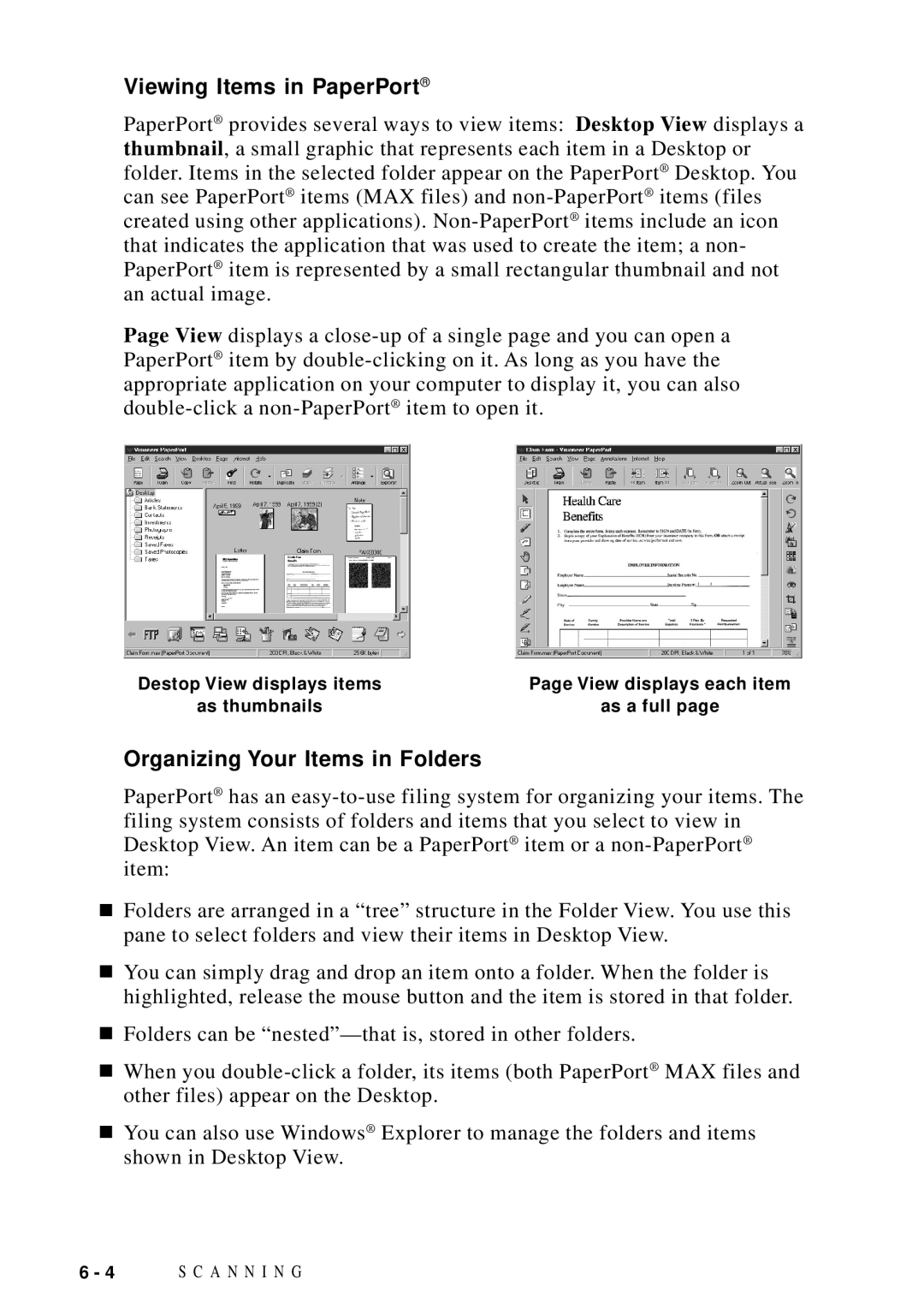 Brother DCP1200 manual Viewing Items in PaperPort, Organizing Your Items in Folders 