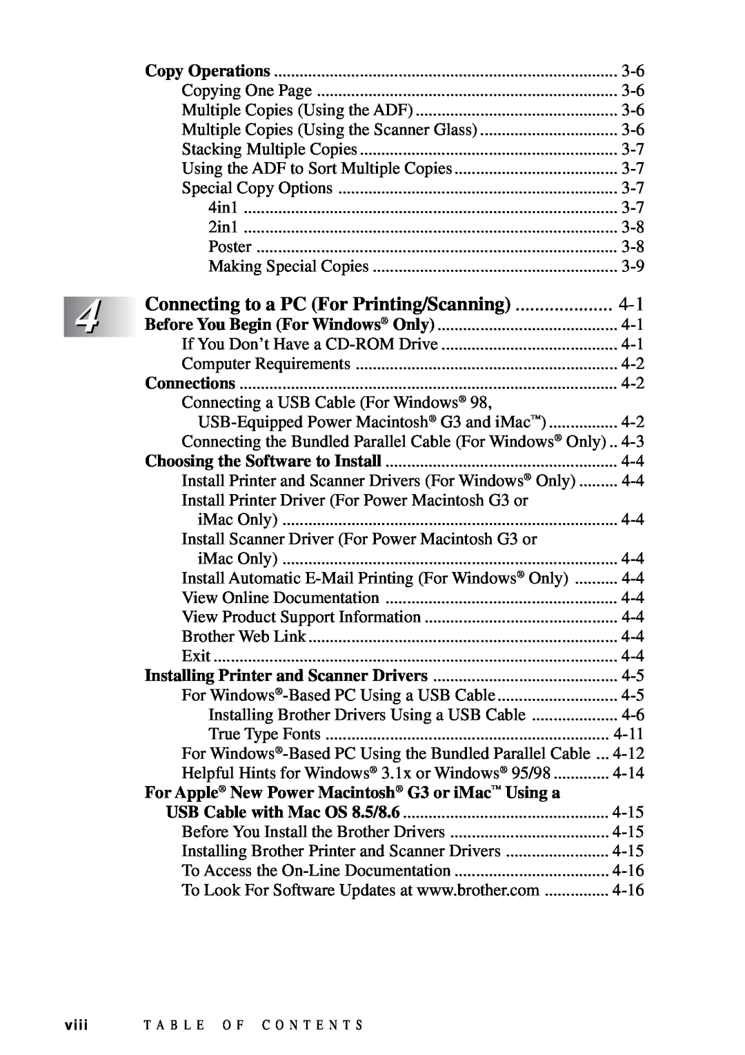 Brother DCP1200 manual Connecting to a PC For Printing/Scanning, For Apple New Power Macintosh G3 or iMac Using a 