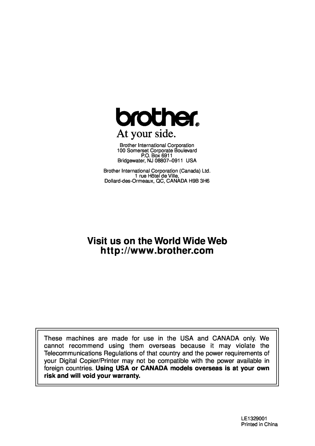 Brother DCP1200 manual Visit us on the World Wide Web 