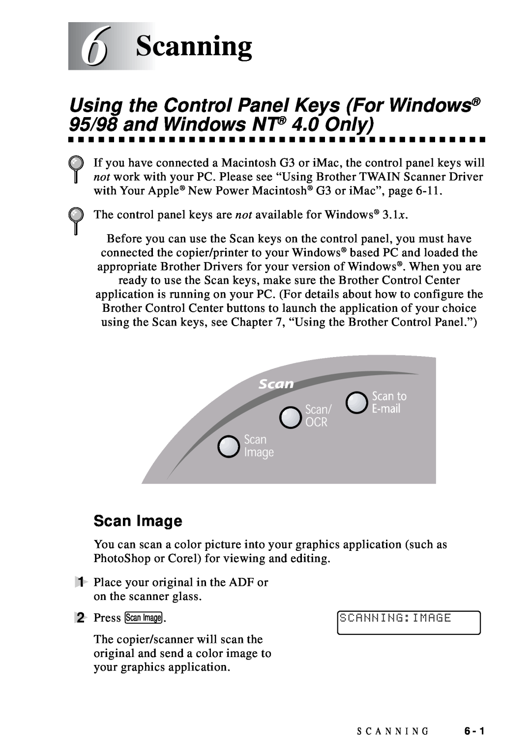 Brother DCP1200 manual 6Scanning, Scan Image 