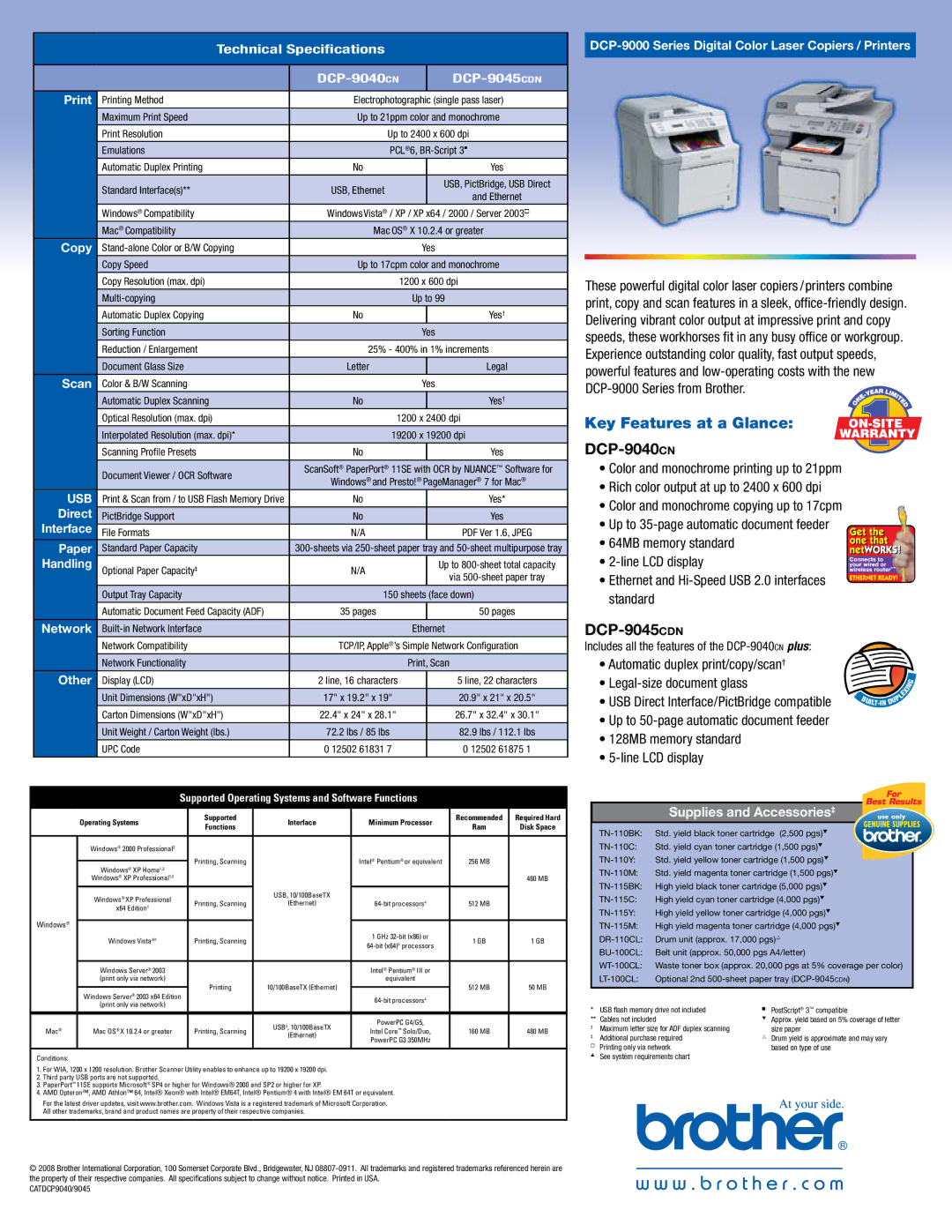 Brother DCP9040CN manual Key Features at a Glance 