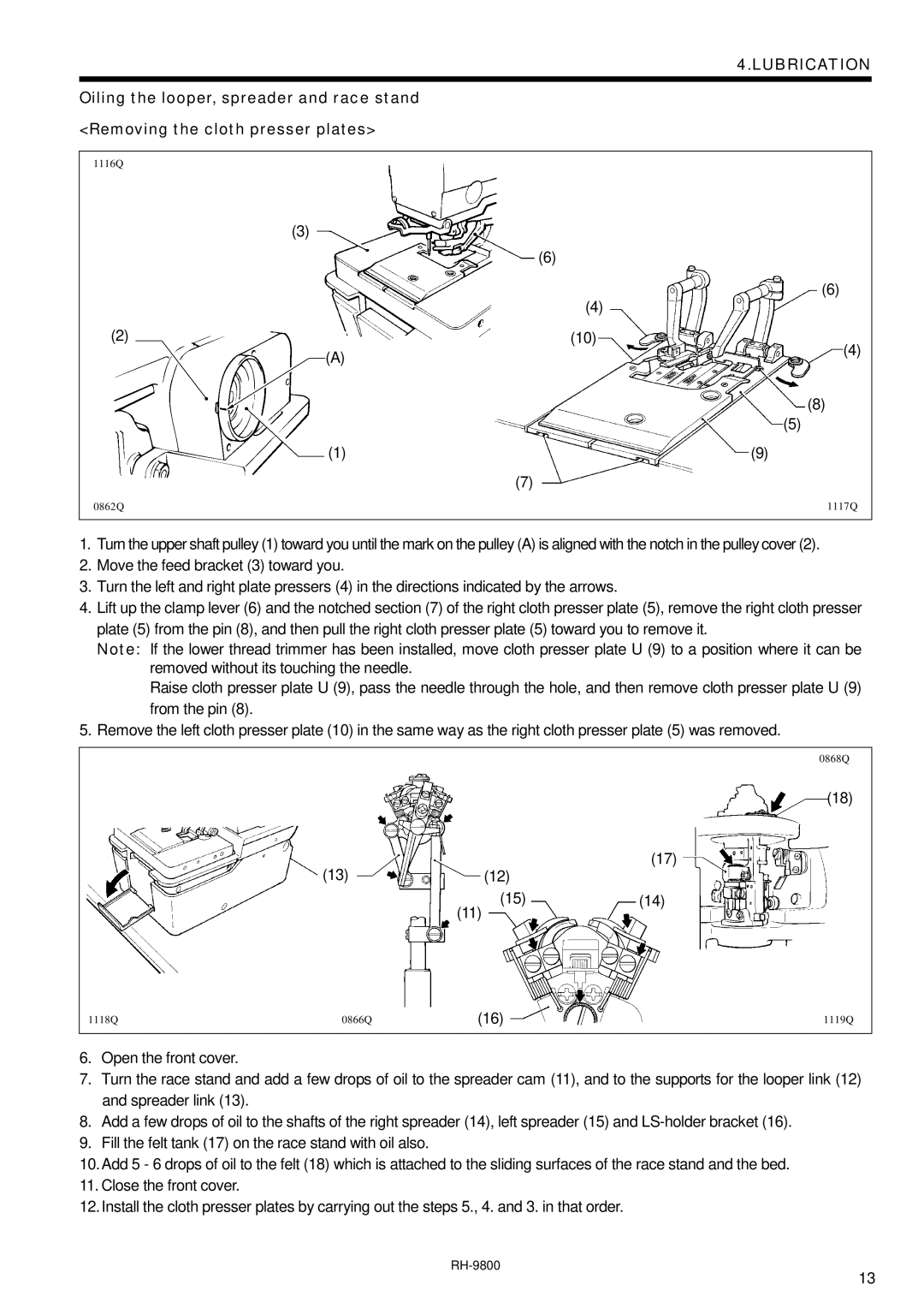 Brother DH4-B980 instruction manual 1116Q 0862Q 1117Q 