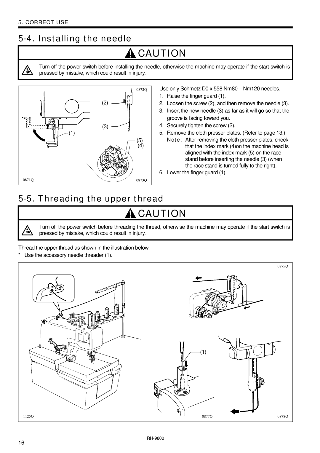 Brother DH4-B980 instruction manual Installing the needle, Threading the upper thread 