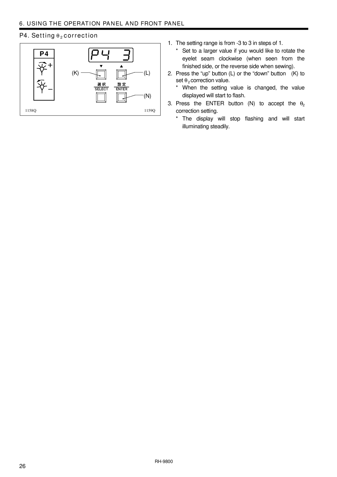 Brother DH4-B980 instruction manual P4. Setting θ 2 correction 