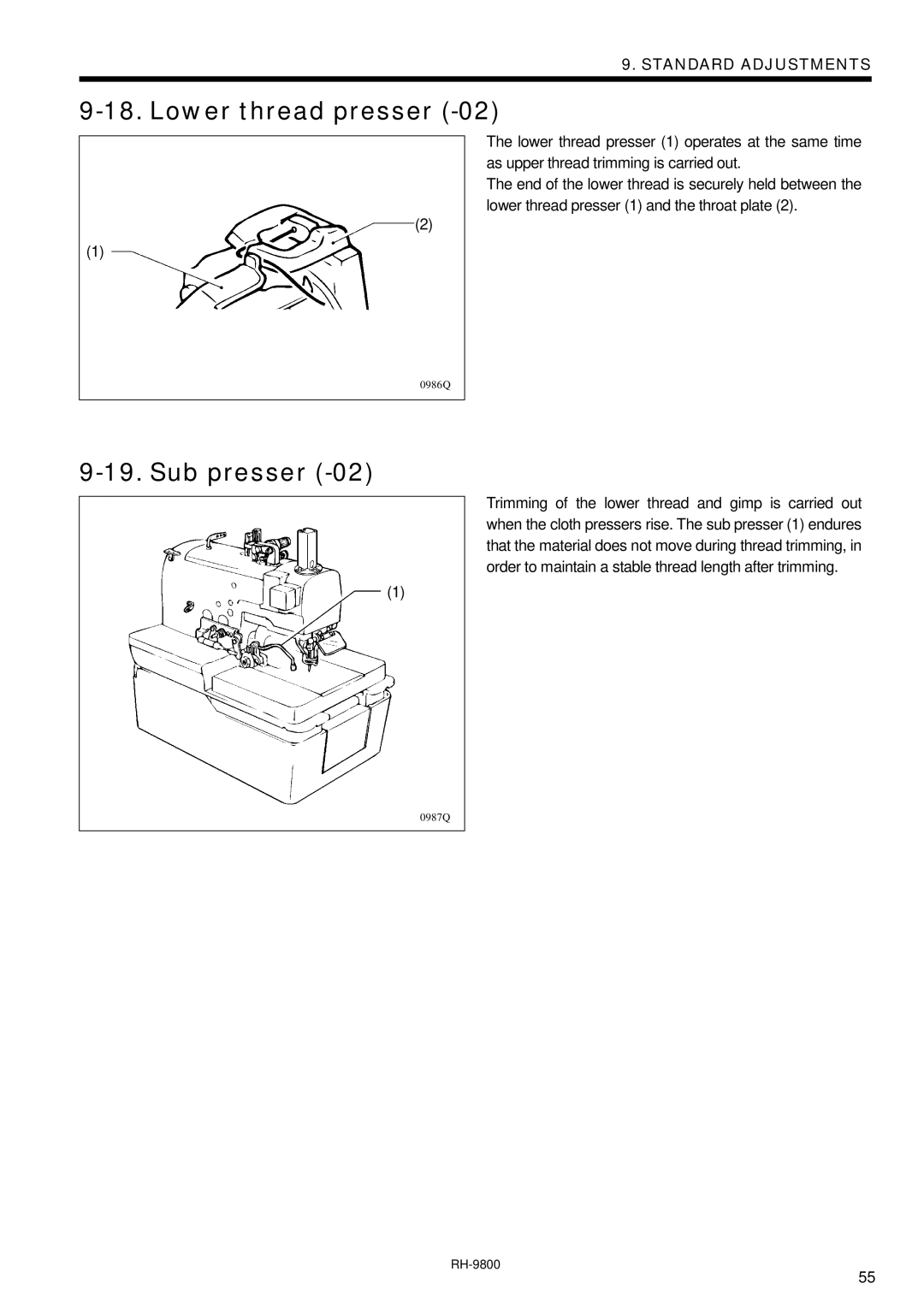 Brother DH4-B980 instruction manual Lower thread presser, Sub presser 