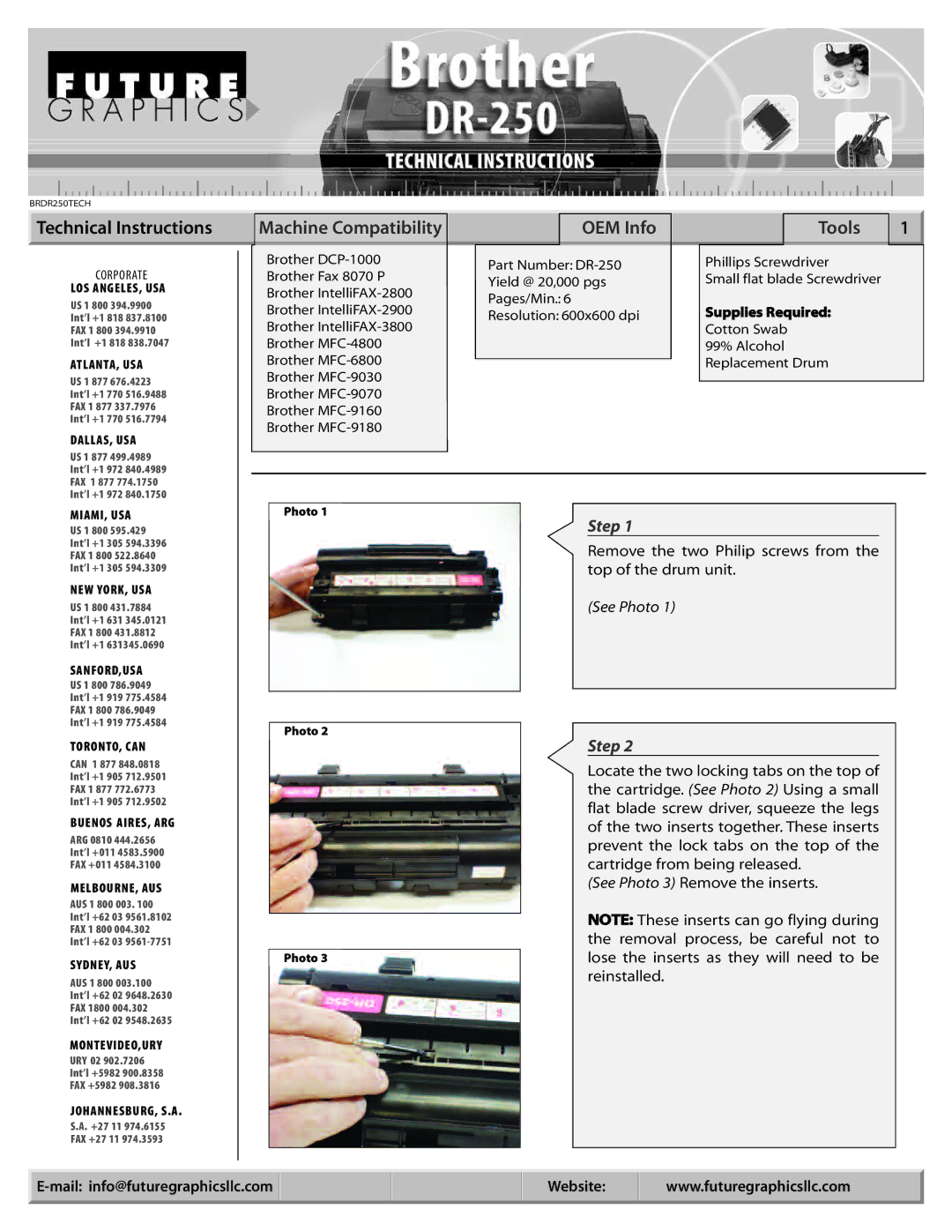 Brother DR-250 manual Technical Instructions, Machine Compatibility 