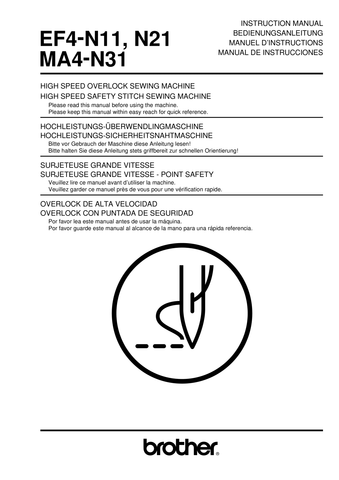 Brother EF4-N21, MA4-N31 instruction manual EF4-N11, N21 