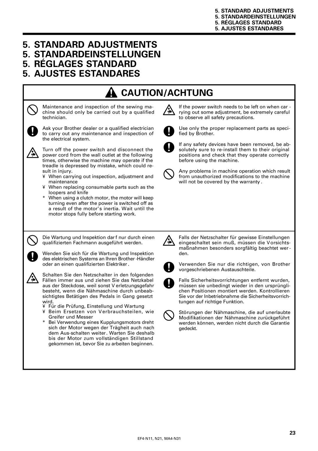 Brother EF4-N21 instruction manual EF4-N11, N21, MA4-N31 