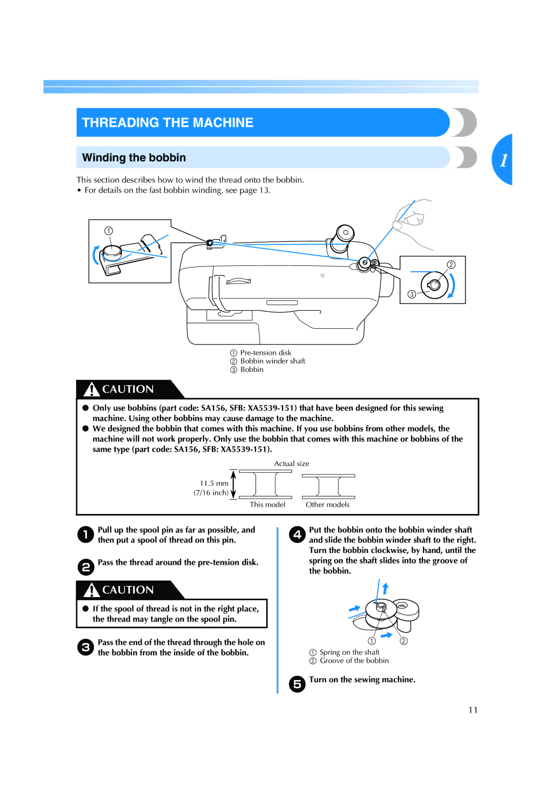 Brother ES 2000 operation manual Threading the Machine, Winding the bobbin, ETurn on the sewing machine 