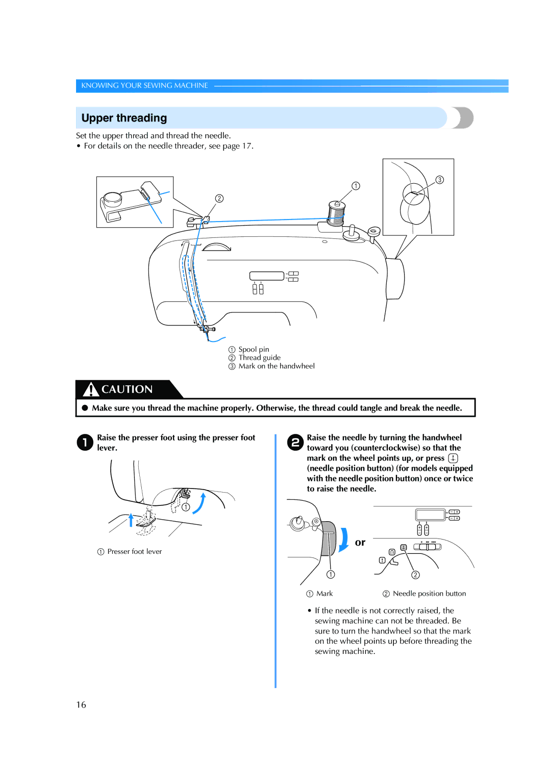 Brother ES 2000 operation manual Upper threading 