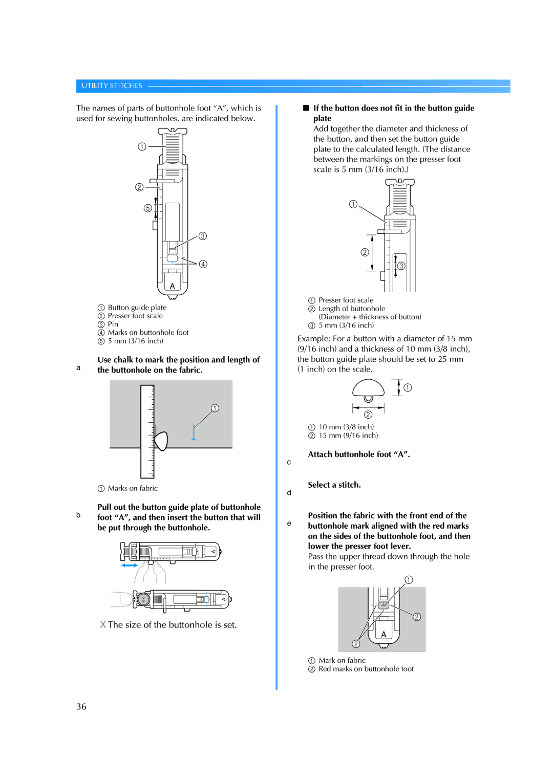 Brother ES 2000 operation manual Size of the buttonhole is set, If the button does not fit in the button guide plate 