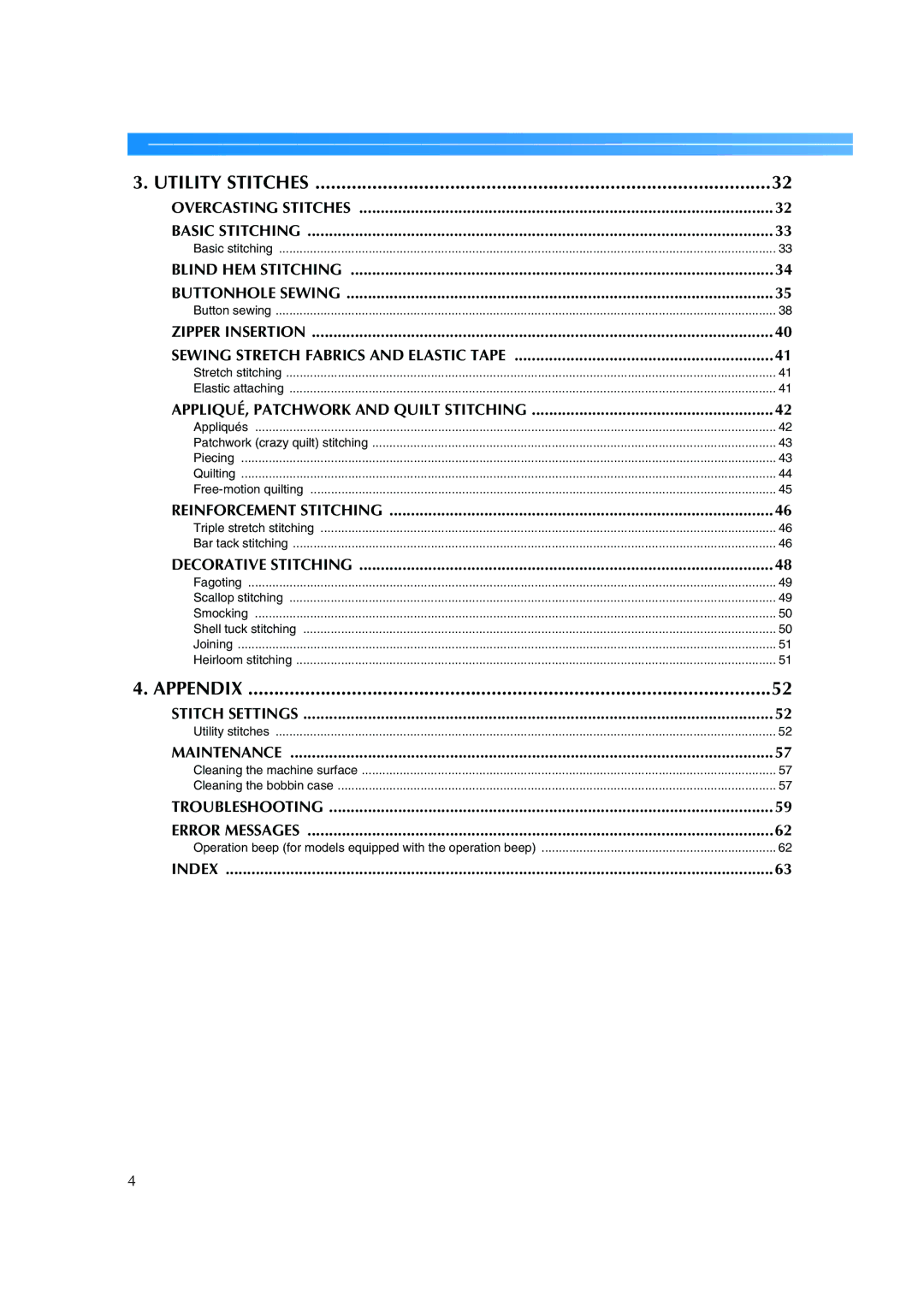 Brother ES 2000 operation manual Utility Stitches 