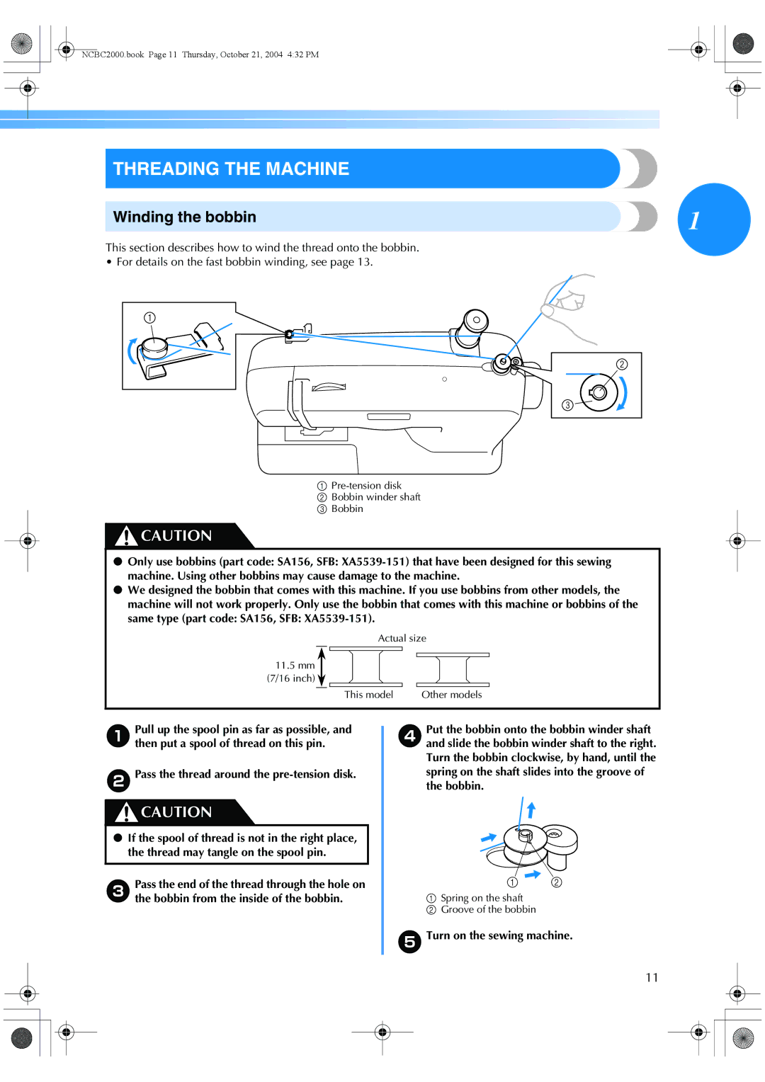 Brother EX 660 operation manual Threading the Machine, Winding the bobbin, ETurn on the sewing machine 